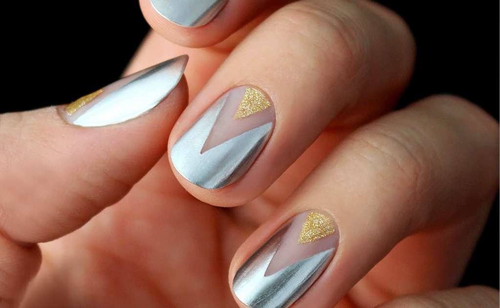 Ногти Короткие Золотой Дизайн Фото